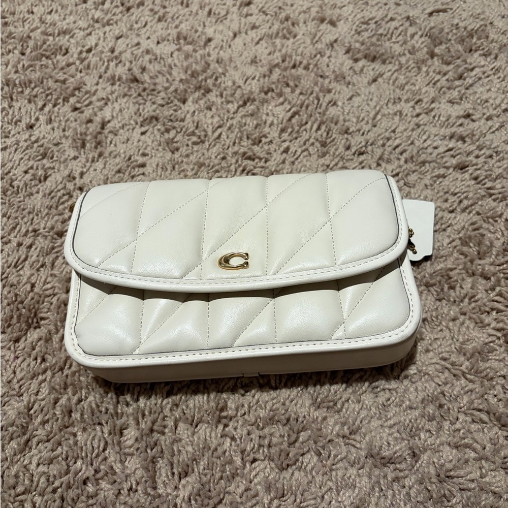 Coach Quilted Leather Crossbody in Cream with Gold Hardware